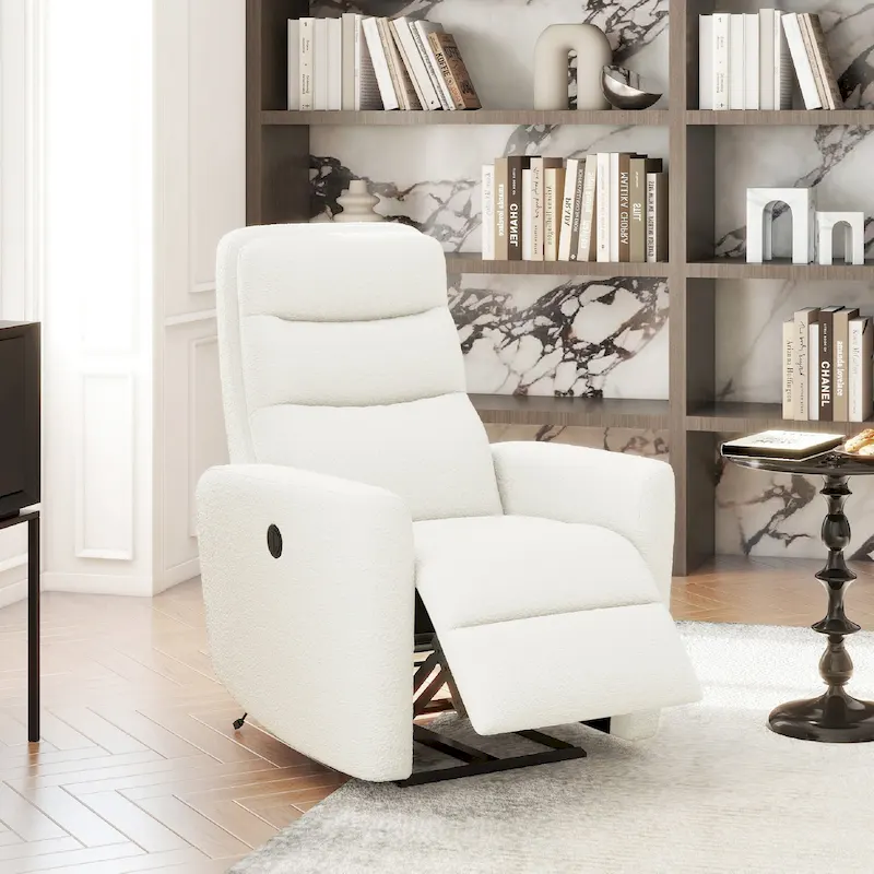 Bloomy 35.5  Boucle Upholstered High-Back Power Recliner Motion Chair