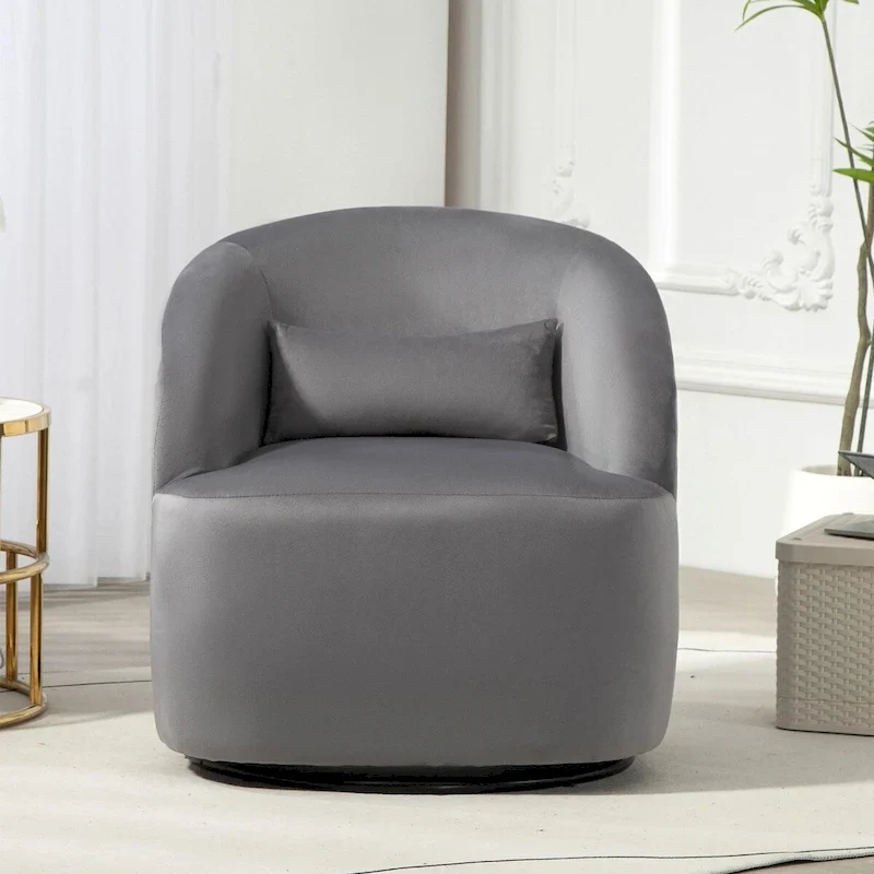 US Pride Furniture Accent Chair with Barrel-shaped Design and 360 Degree Swivel Feature