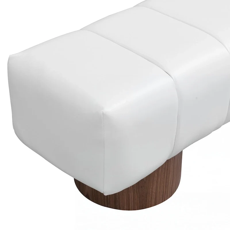 Upholstered Dining Bench,Beige PU