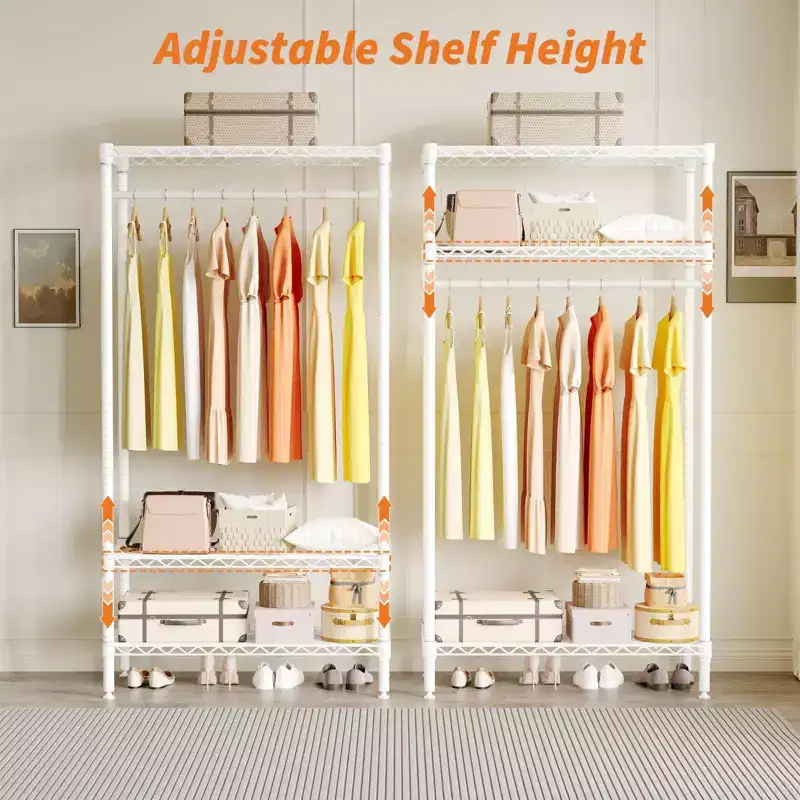 Heavy Duty Portable Clothes Rack, 3-Tier Metal Clothing Rack 660 LBS Load Closet Wardrobe Organizer for Hanging Clothes,Freestanding Garment Rack Suit