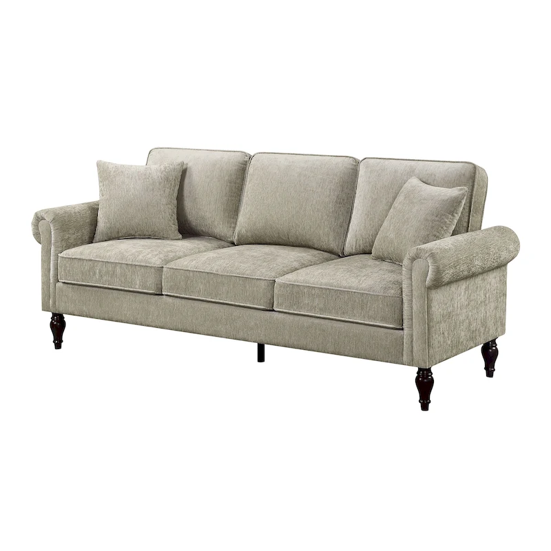 Igny Traditional Chenille Upholstered Rolled Arms Sofa by Furniture of America