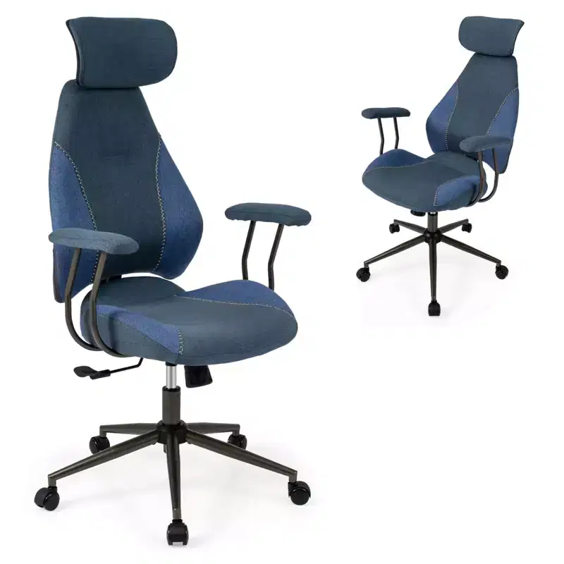 Ergonomic Office Chair with 2D Headrest, Rocking Backrest & Wheels, Gaming Chair Blue/Brown & Beige/Gray & Blue