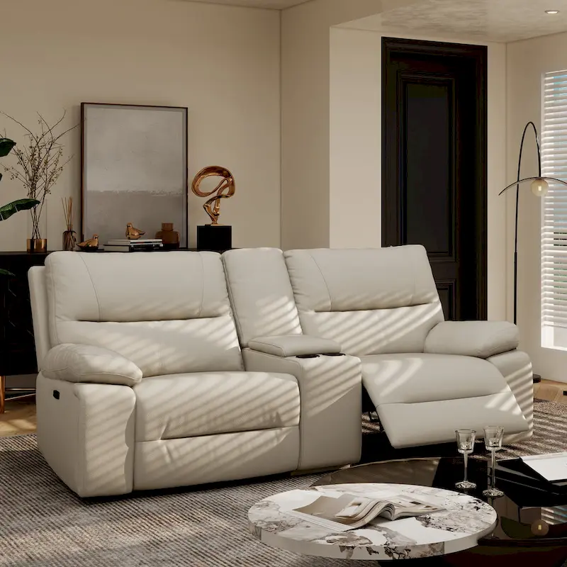 Malibu 79 2-Piece Leather Power Reclining Loveseat with Console and Cup Holders