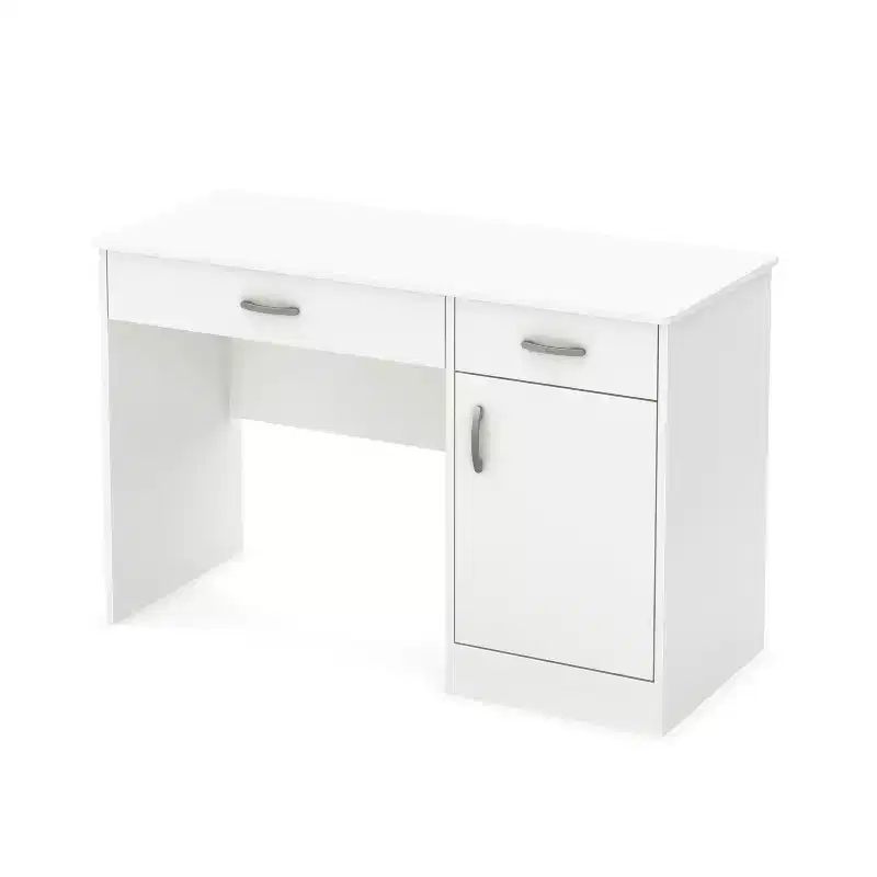 HomeStock 30 in.H White Color Particle Board Computer Desks with Enclosed Storage Cabinet