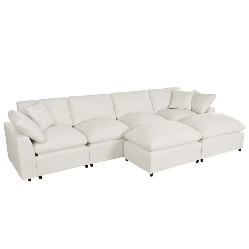 Modern U-Shape Sectional Sofa, 2 Large Chaise with Removable Ottomans