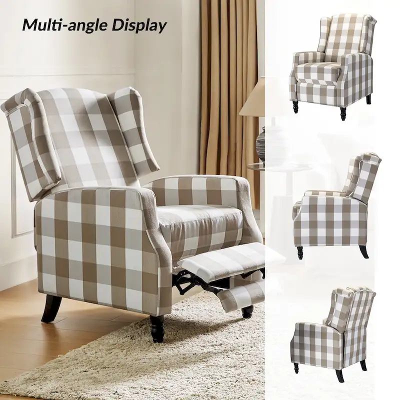 Damaris Mid-Century Modern Manual Pushback Recliner with Wingback Design Set of 2 by HULALA HOME