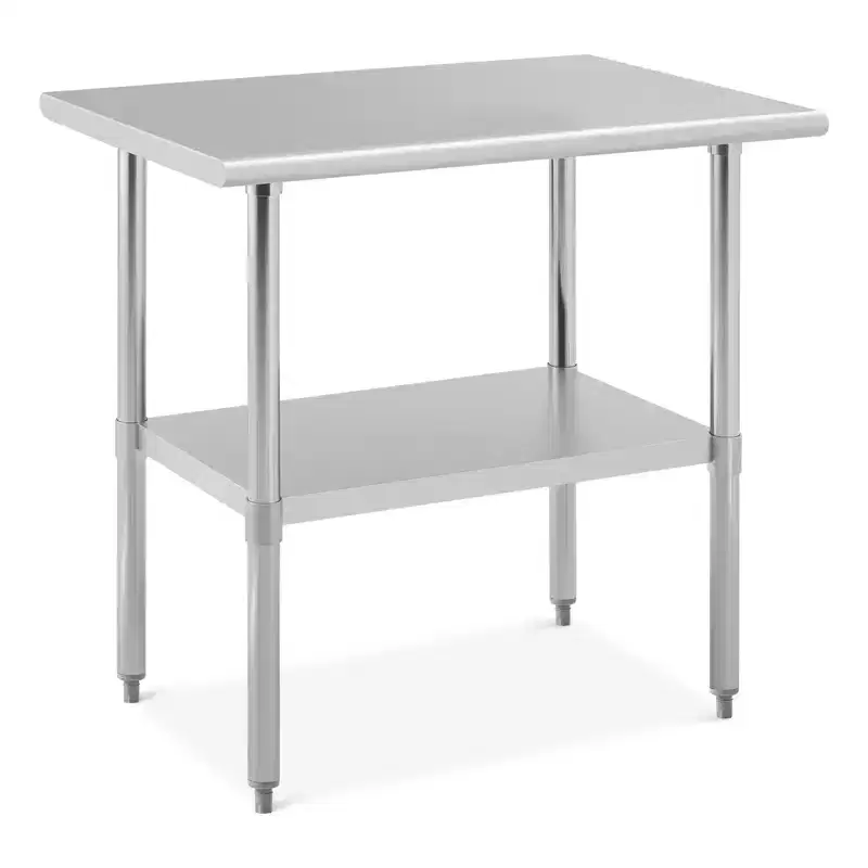 Stainless Steel Prep Table 36 x 24 Inch, Heavy Duty Kitchen Table with Adjustable Undershelf, Stainless Steel Food Worktable for Restaurants, Hotels