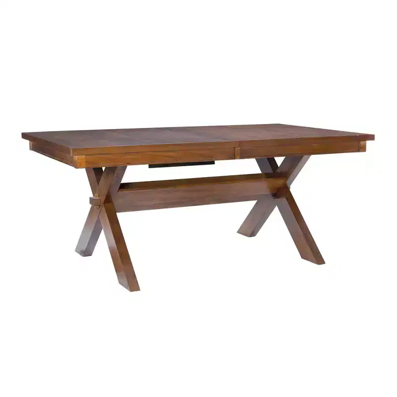 Farmhouse Dining Table, Dark Hazelnut, Extendable 72-90