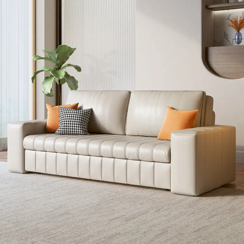 JASIWAY Modern Upholstered Loveseat Sleeper Sofa Bed with Storage