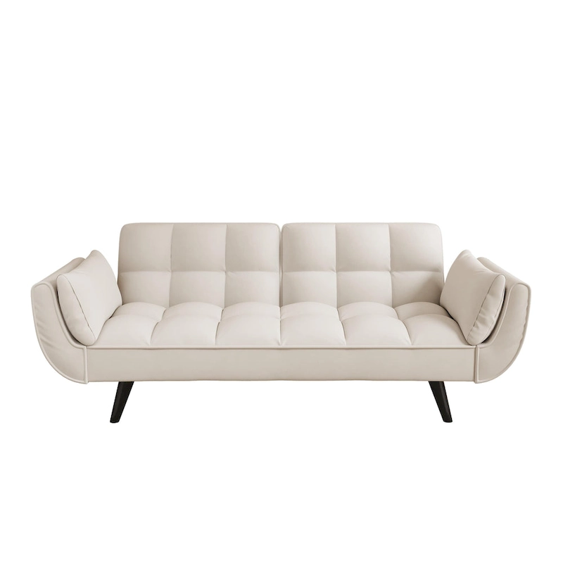 57 Sofa Bed,Polyester Blend Comfy Futon Couch Bed with 2 Square Pillows, Convertible Sleeper Sofa with Adjustable Backrest
