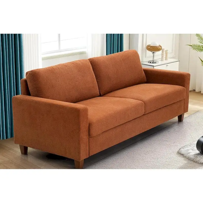 Miles Mid Century Modern Couch 3 Seater Sofa with Reversible Back Pillows Large