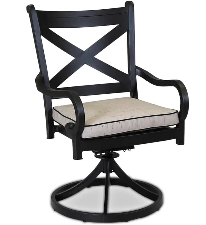 Outdoor Swivel Dining Arm Chair Bronze Old-World Aluminum Weather-Resistant