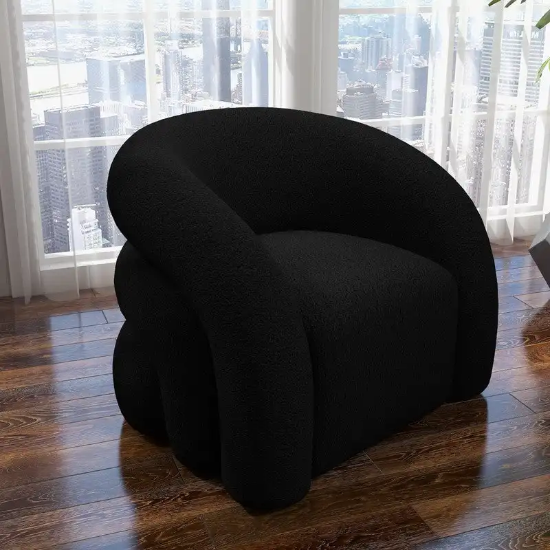 360 Degree Swivel Accent Armchair, Teddy Upholstered Glam Tufted Back, Modern Living Room Chair