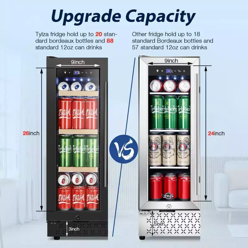 Hooure 24 Inch Wine and Beverage Refrigerator, Dual Zone Wine Beverage Cooler Mini Fridge for home in black