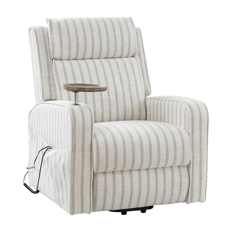 Darrell Modern Lift Assist Massage and Heating Power Recliner with Charing and Soild Wood Tray by HULALA HOME