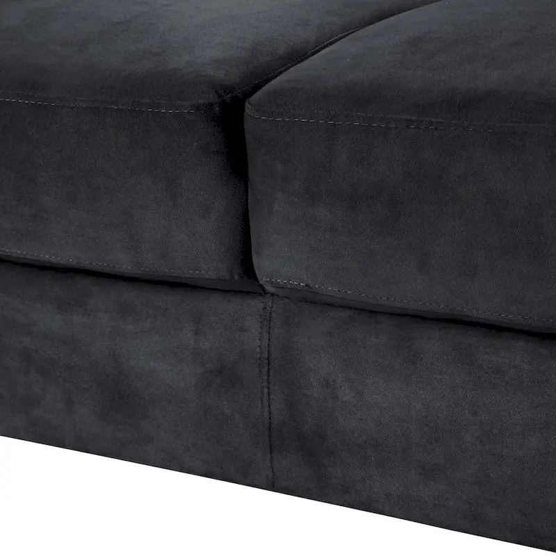 Black 76.7 Velvet 3-seater Sofa with Hardwood Frame and High-Density Foam