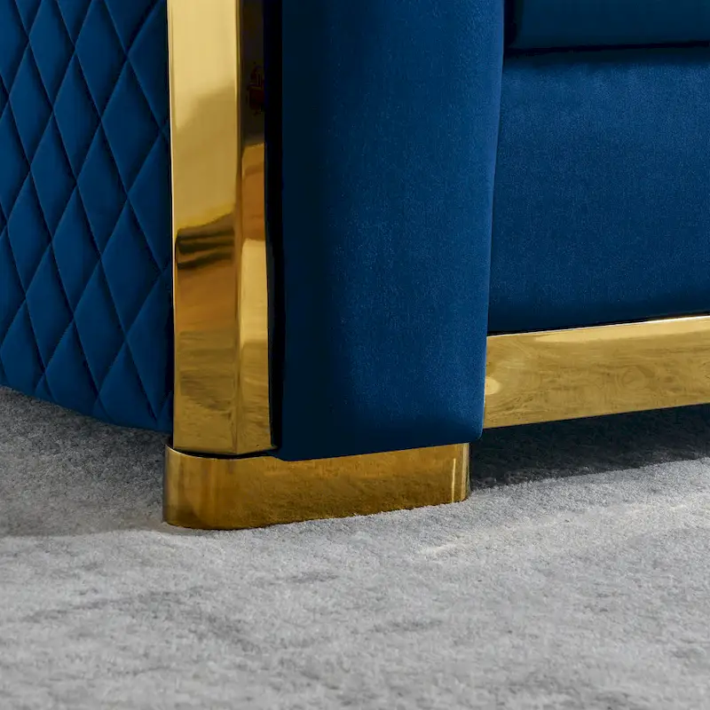 84 Luxury Chesterfield Velvet Sofa with Gold Trim