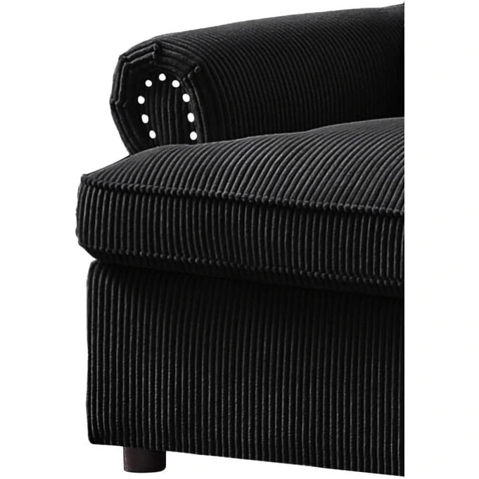 76-Inch Corduroy Sofa Bed with Round Arms and Pull-Out Queen Mattress