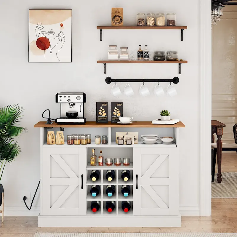 Moasis 52 Buffet Cabinet Farmhouse Coffee Bar Cabinet