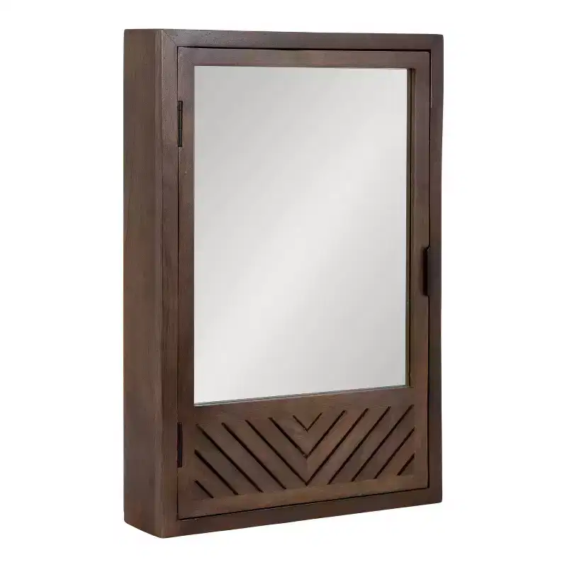 Wall-Mounted Bathroom Cabinet with Mirror, Chevron Pattern, 20