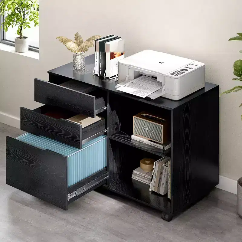 JIONJOY 31.3 Wide Lockable 3-Drawer Mobile File Cabinet - A4 Document Storage, Under Desk Rolling Cabinet with Cable Management for Home Office