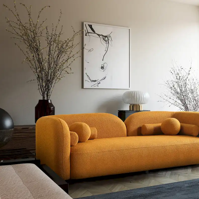 Milet Luxury Modern Boucle Fabric Curved Arm Sofa