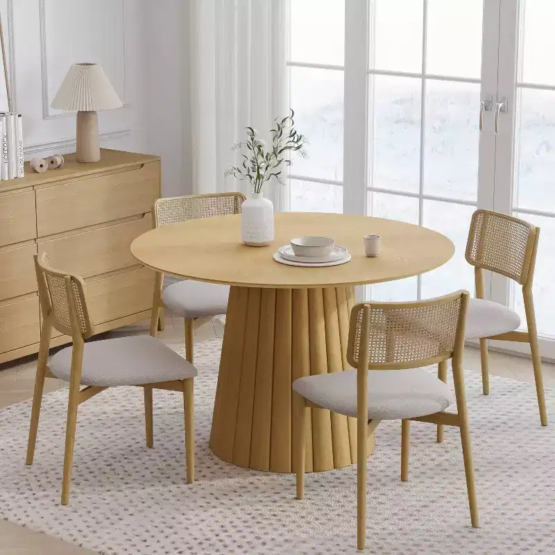 Dovelina Mid-Century Wood Round Dining Table Kitchen Table Dining Room Table for 4 People - 46, Black