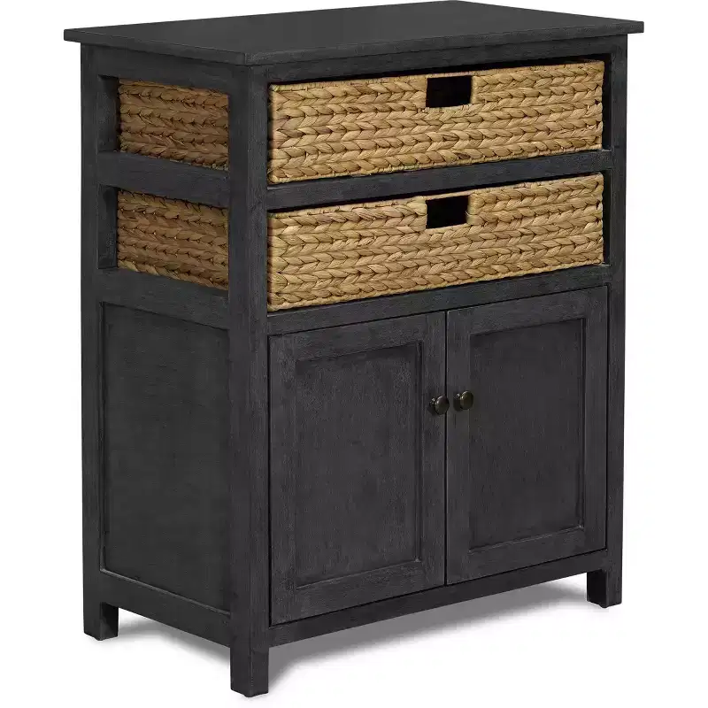 ClickDecor Elmhurst Cabinet Black and Weathered : Pine Frame, 2 Fixed Shelves, No Assembly Required