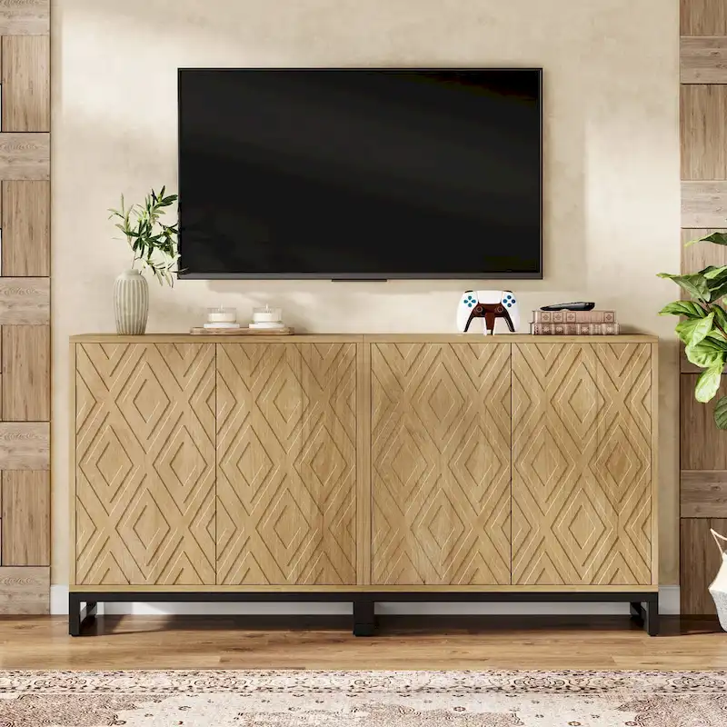 57.5 Inches Farmhouse Sideboard Buffet Cabinet with Doors for Kitchen