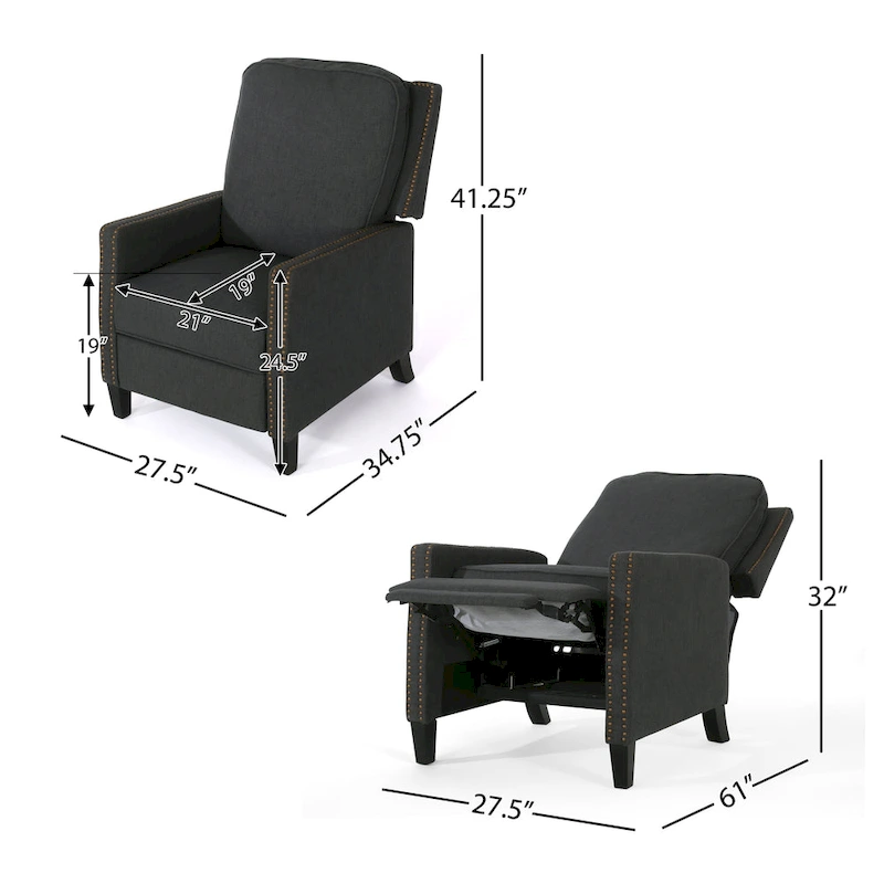 Cecelia Traditional Fabric Pushback Recliner by Christopher Knight Home