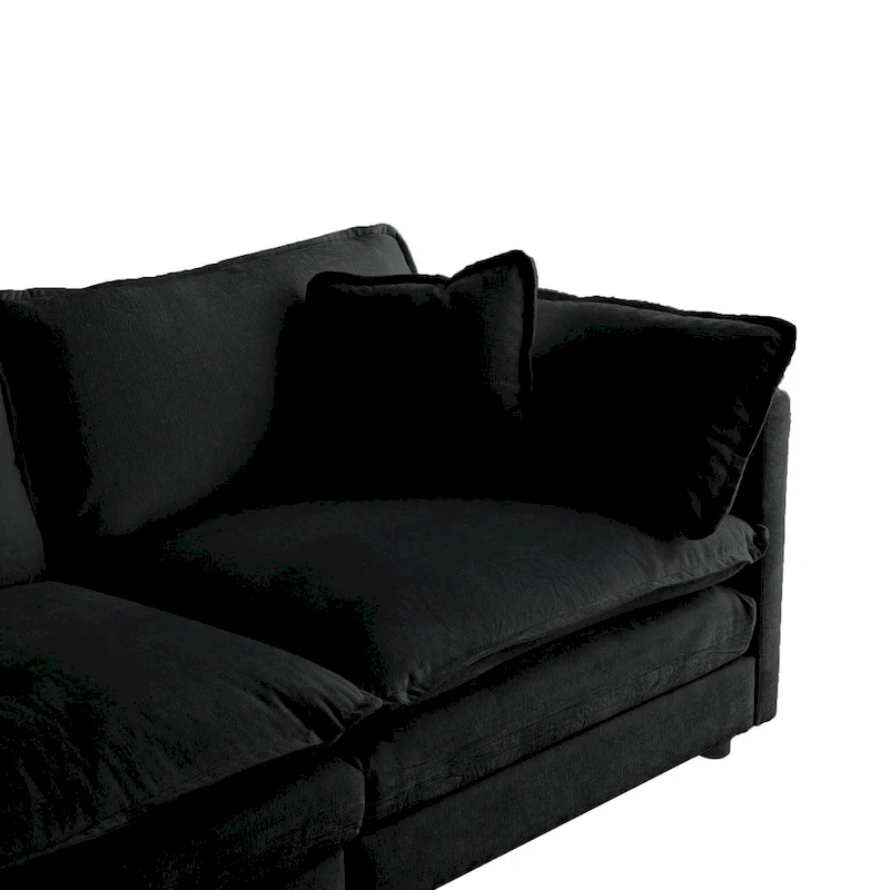 5-Piece Modular Chenille Upholstered L-Shaped Sectional Sofa with Ottoman
