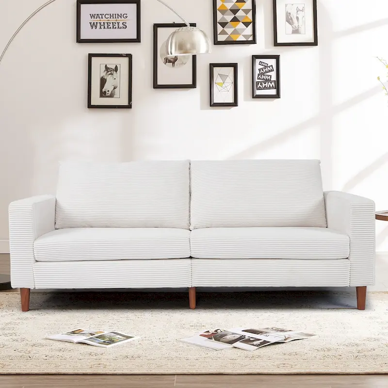 Modern Chenille Convertible Futon Sofa Bed, 82.68  Loveseat Sofa with Square Arm for Living Space