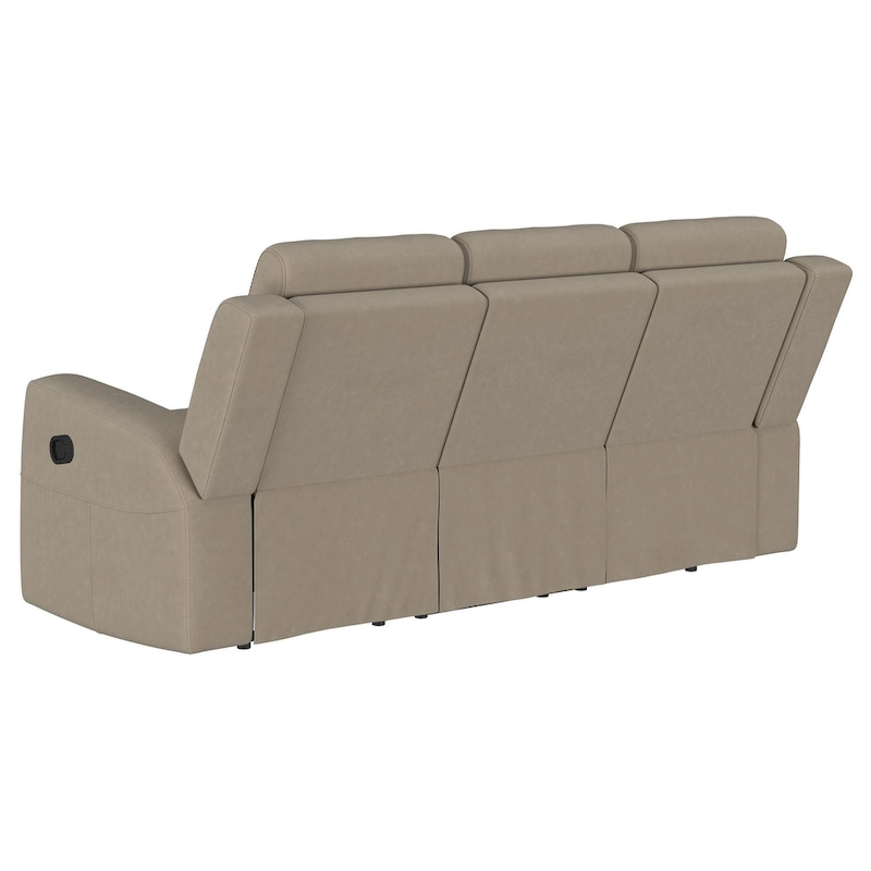 Krio Manual Recliner Sofa, 80 Inch Modern Taupe Brown Faux Leather