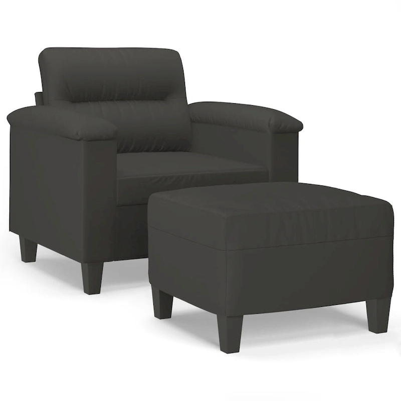 vidaXL Couch Modern Accent Upholstered Chair with Footstool Microfiber Fabric