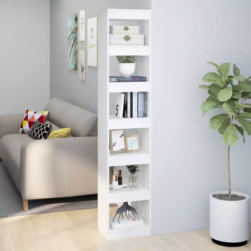 vidaXL Book Cabinet White Engineered Wood 15.7x11.8x77.9 in