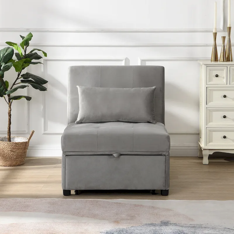 Folding Ottoman Sofa Bed-Gray