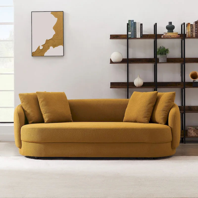 Haas Japandi Style Luxury Modern Boucle Fabric Curved Sofa