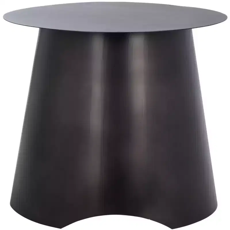 Round Black Iron Accent Side Table - 18 Inch, 65 lb Capacity, Lacquered, No Assembly