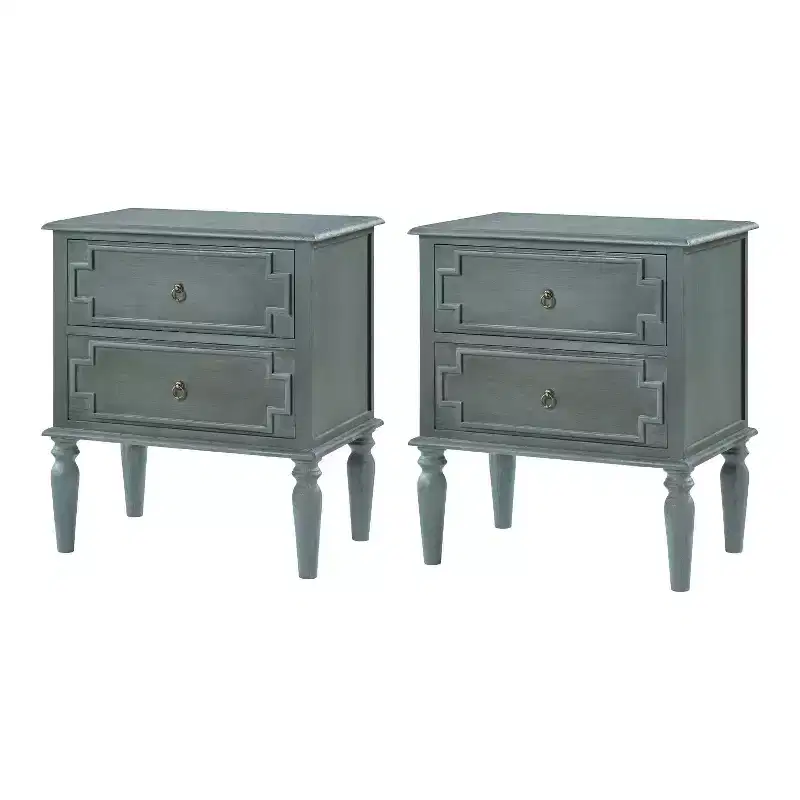 Tikal 28 Tall 2-Drawer End Table Set of 2 | HULALA HOME-WALNUT