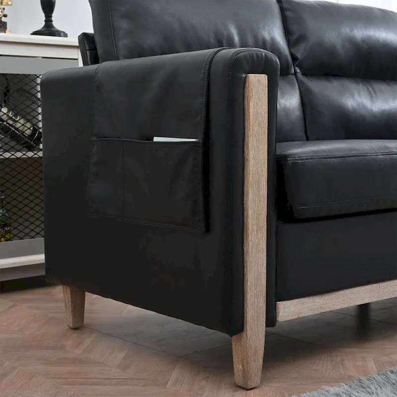 Larb Modern Solid Wood Three-Seater Sofa Couch by Christopher Knight Home