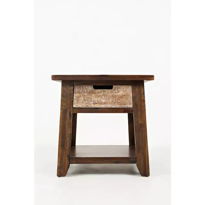 Jofran,Painted Canyon Rustic Solid Acacia End Table