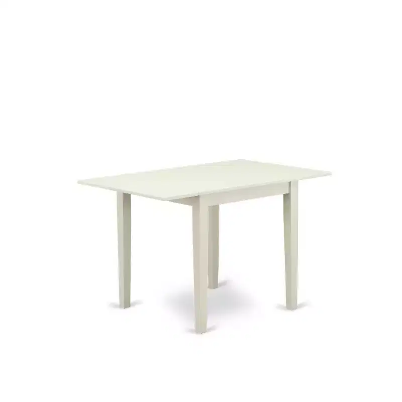 HomeStock 3Pc Dining Room Table Set Includes a Kitchen Table and 2 Modern Dining Chairs with Asian Hardwood Seat and Slat Back, Linen White Finish