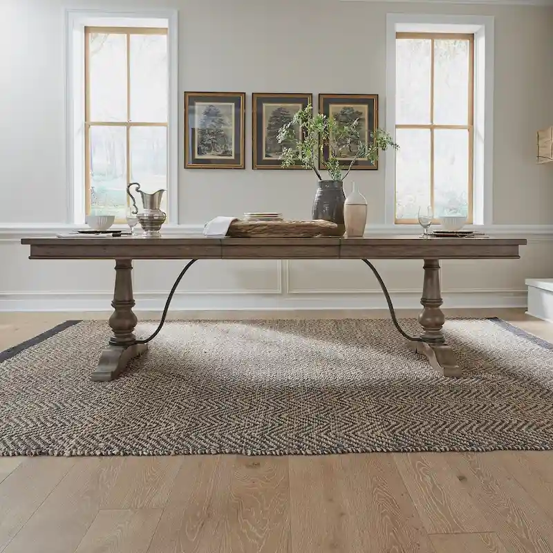 Americana Farmhouse Dusty Taupe Trestle Table
