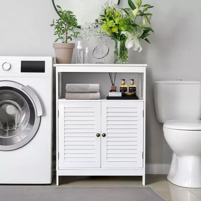 31.5in Two-Door Bathroom Cabinet White