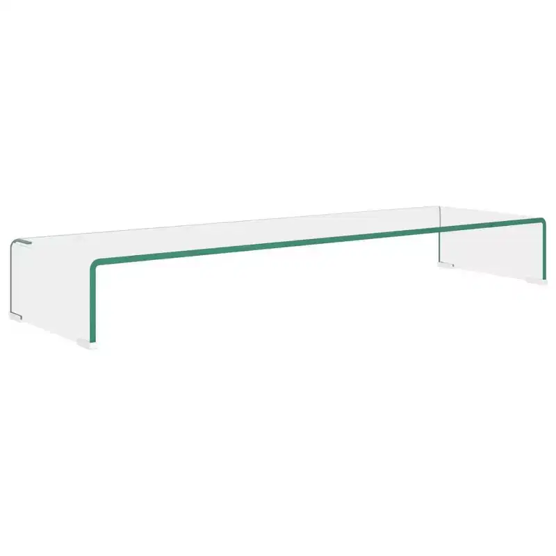 Tempered Glass TV Stand – Modern Monitor Riser with Storage, Clear