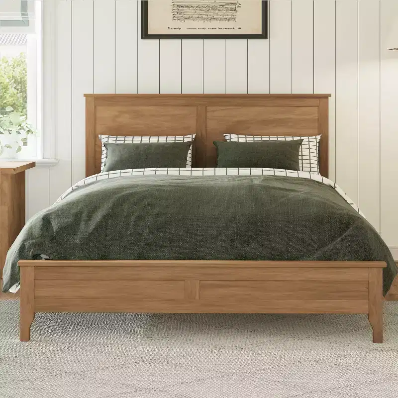 Solid Wood King Size Platform Bed with Headboard
