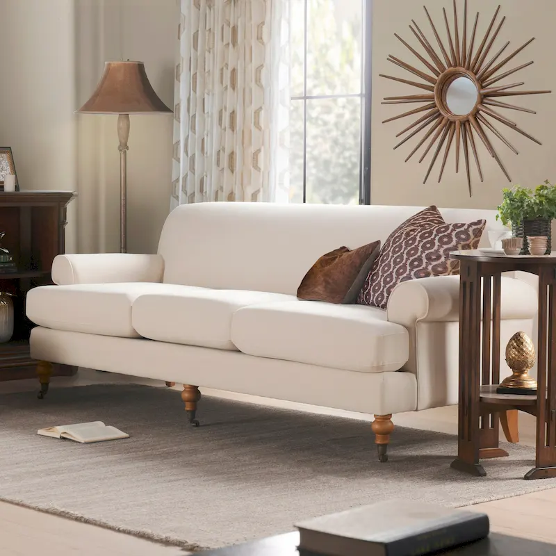Alana Lawson 88 Inch Living Room Sofa  Three Cushion Couch with Rolled Arms and Tight Back  Minimal Assembly Required