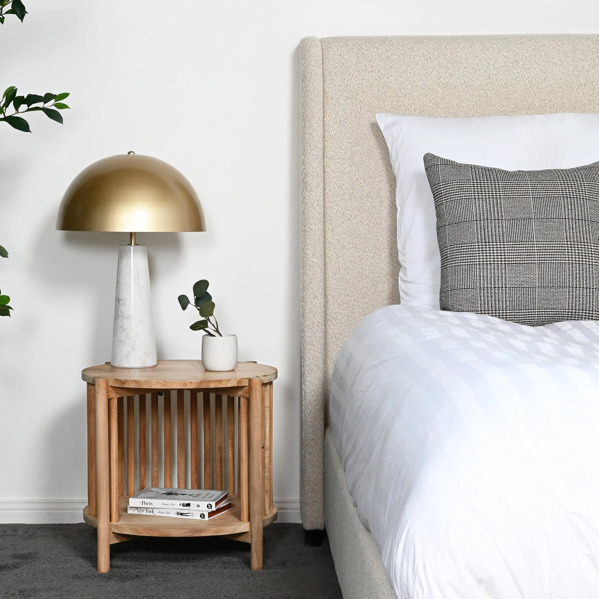 Natural Wood Bedside Table for Bedroom