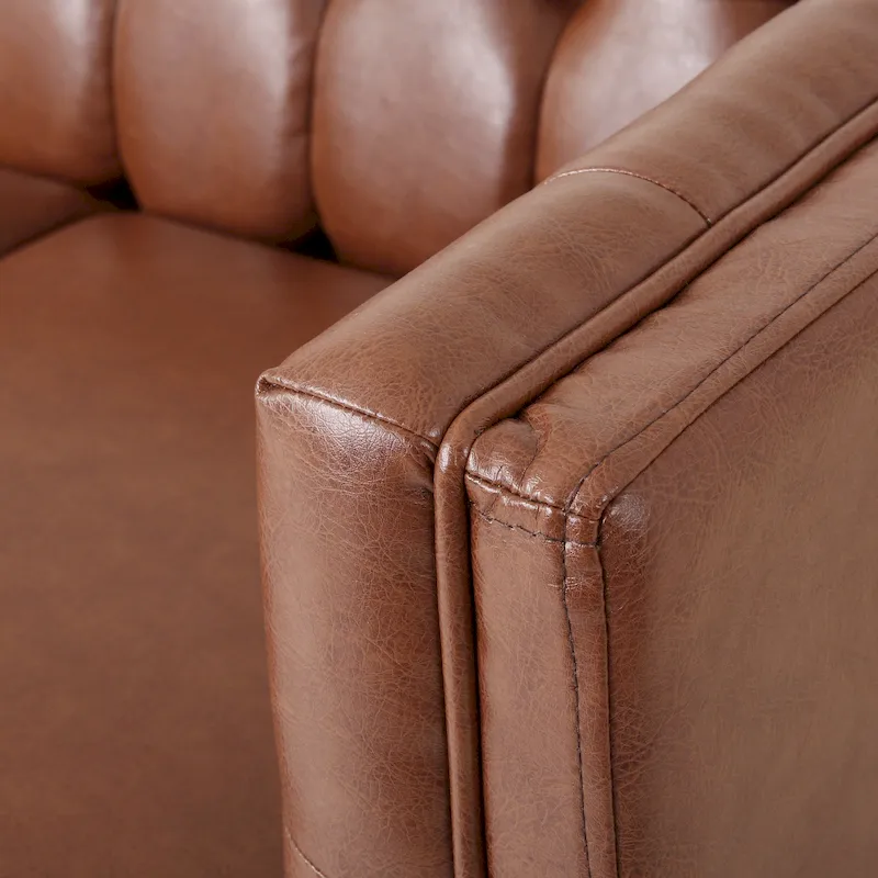 Pondway Faux Leather Tufted 3 Seater Sofa by Christopher Knight Home