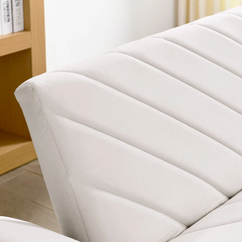 87 Velvet Convertible Folding Sofa Bed with Adjustable Armrests